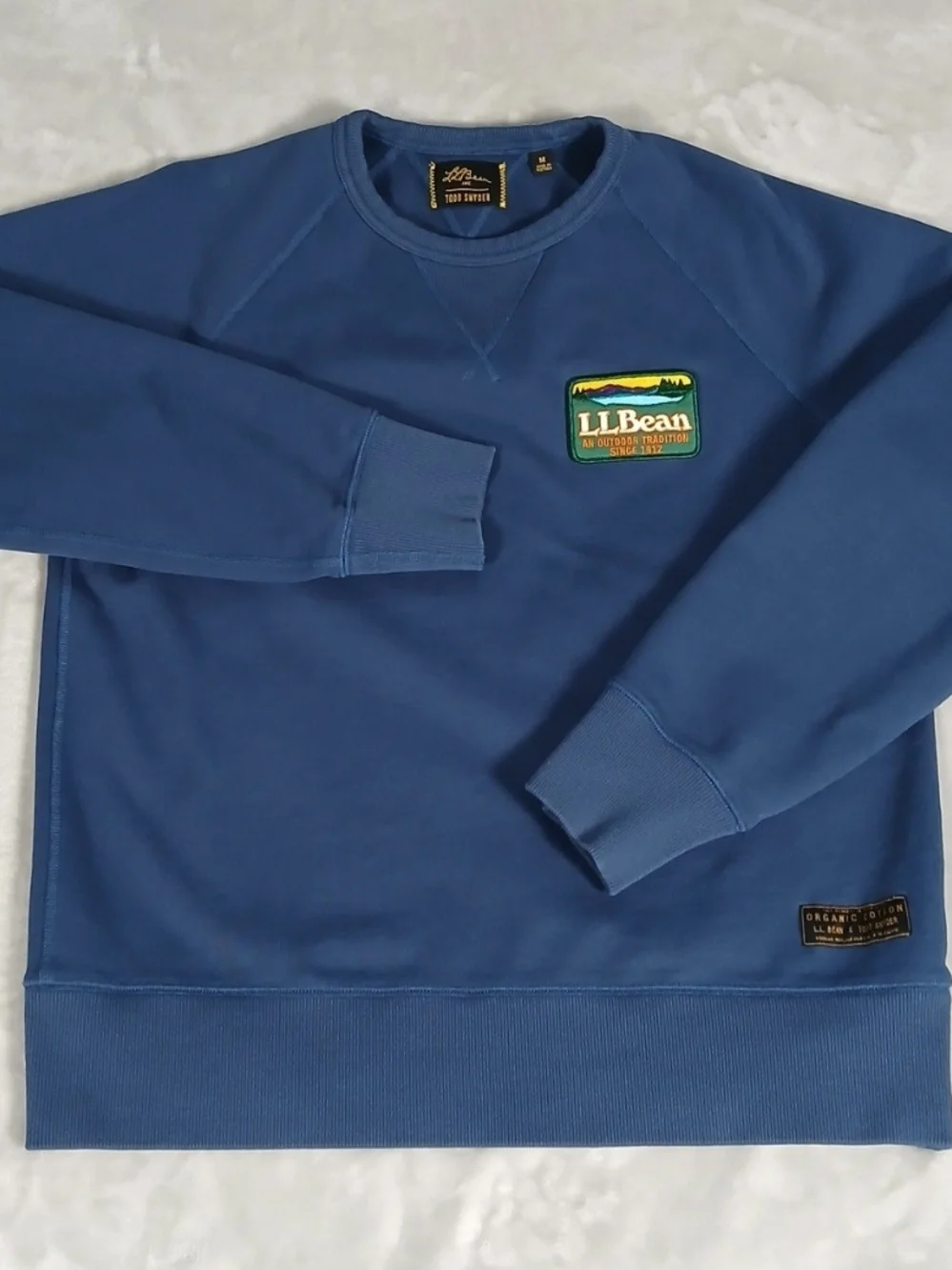 L.L. Bean X Todd Snyder Sweatshirt M Big Patch Organic Cotton Blue Pullover